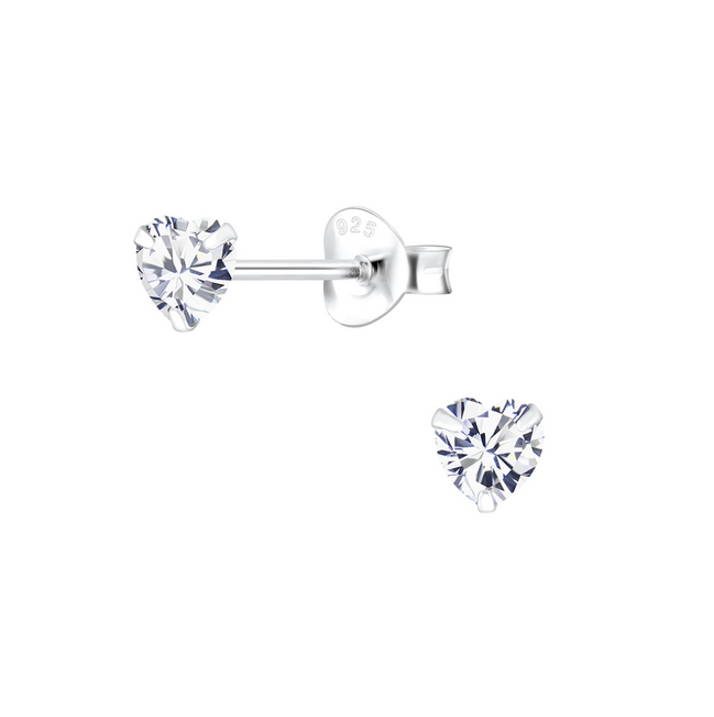 Herz Ohrstecker 925 Silber Zirkonia