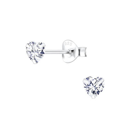 Herz Ohrstecker 925 Silber Zirkonia