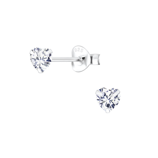 Herz Ohrstecker 925 Silber Zirkonia