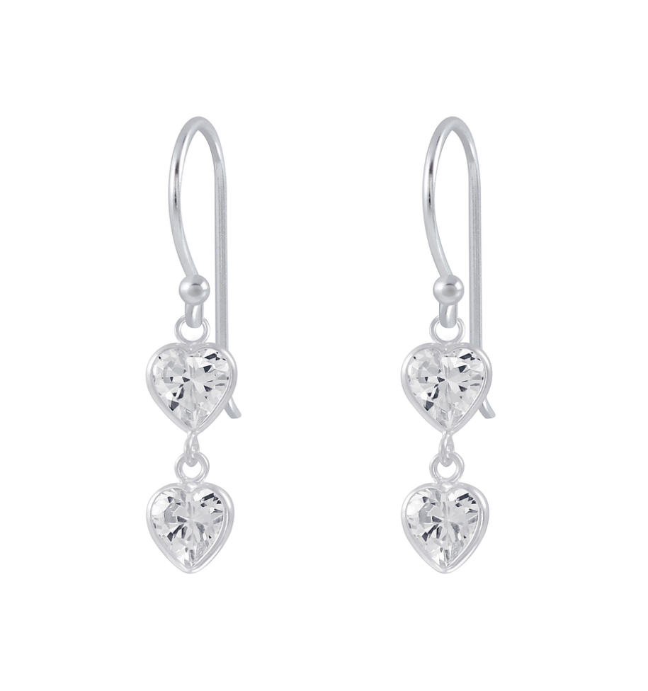 Herz Ohrhänger 925 Silber Zirkonia