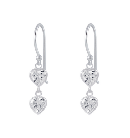 Herz Ohrhänger 925 Silber Zirkonia