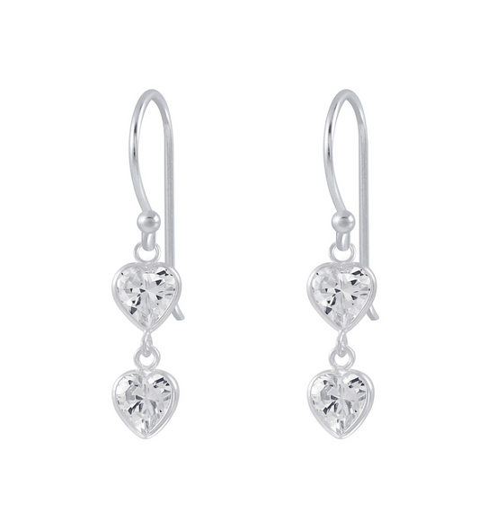 Herz Ohrhänger 925 Silber Zirkonia