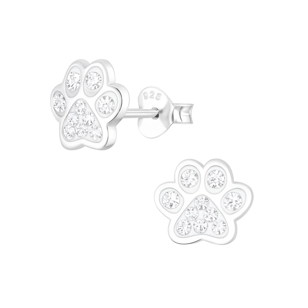 Pfoten Ohrstecker 925 Silber silbrig