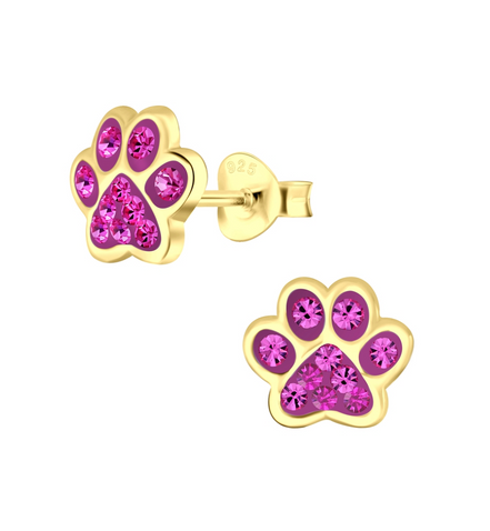 Pfoten Ohrstecker 925 Silber goldig