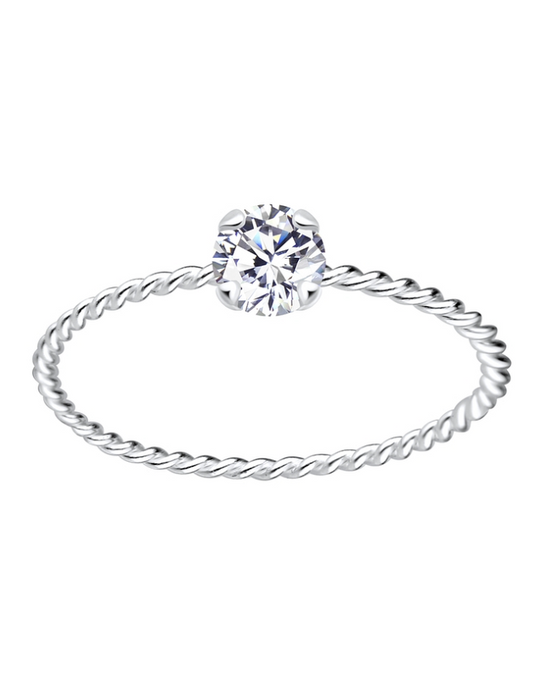 Solitaire Ring 925 Silber Zirkonia
