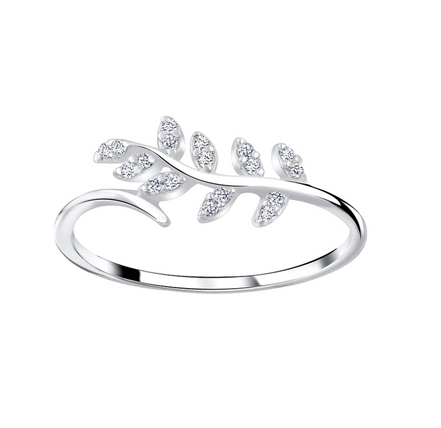 Zweig Ring 925 Silber Zirkonia