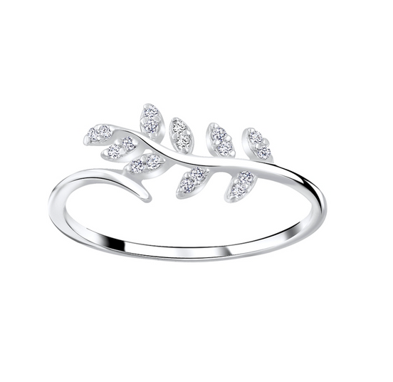Zweig Ring 925 Silber Zirkonia