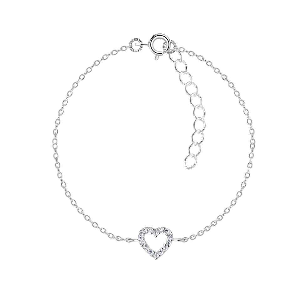 Herz Armband 925 Silber mit Zirkonia