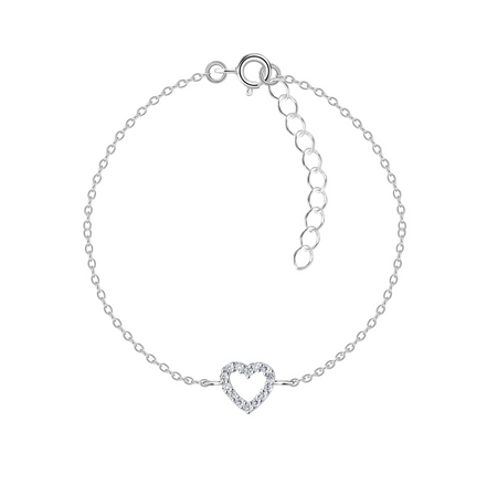 Herz Armband 925 Silber mit Zirkonia