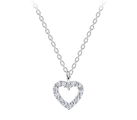 Herz Halskette 925 Silber Zirkonia