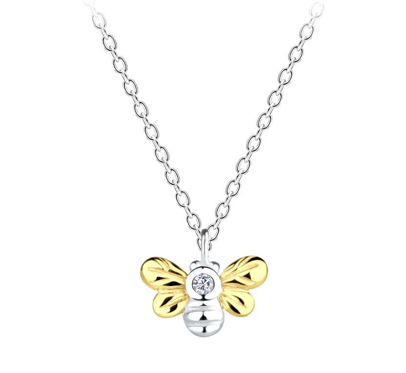 Bienen Halskette 925 Silber mit Zirkonia