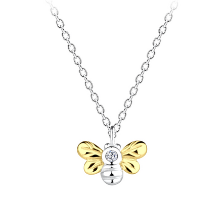 Bienen Halskette 925 Silber mit Zirkonia