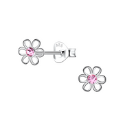 Blumen Ohrstecker 925 Silber Kristall