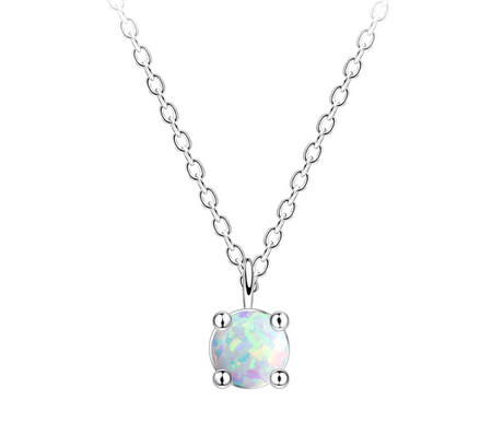 Halskette 925 Silber Opal