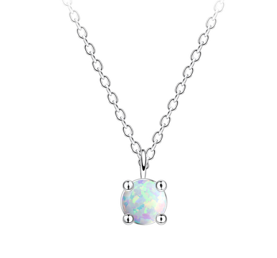 Halskette 925 Silber Opal