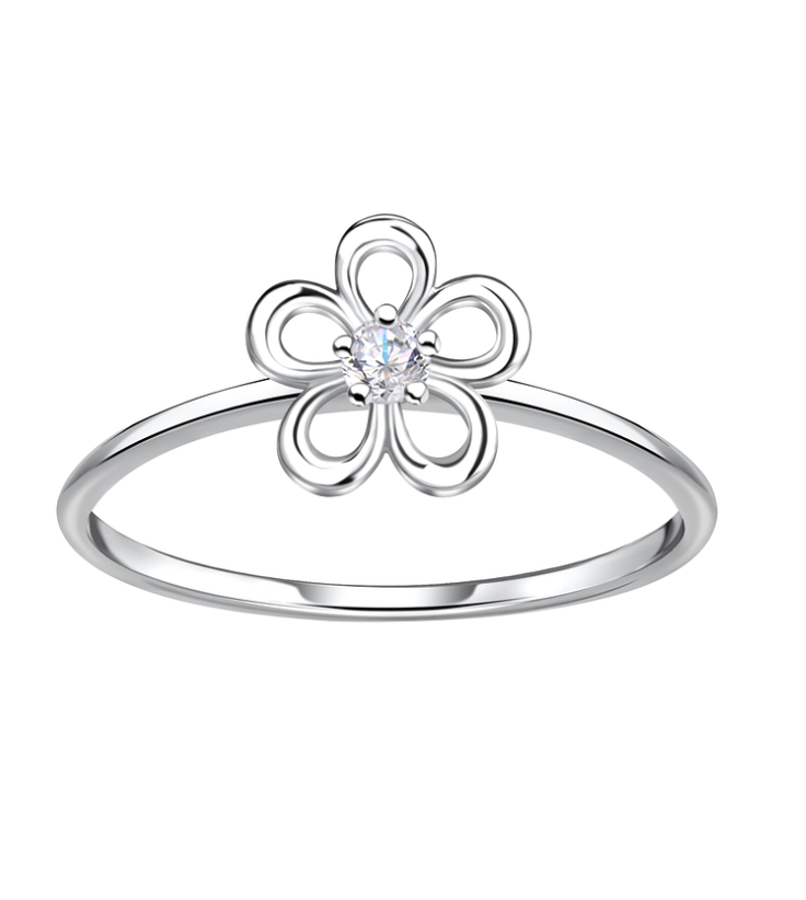 Blumen Ring 925 Silber Zirkonia