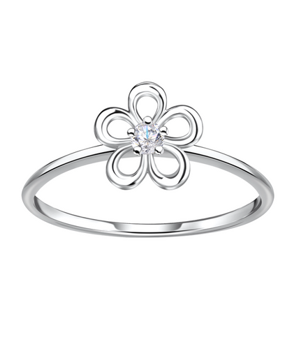 Blumen Ring 925 Silber Zirkonia