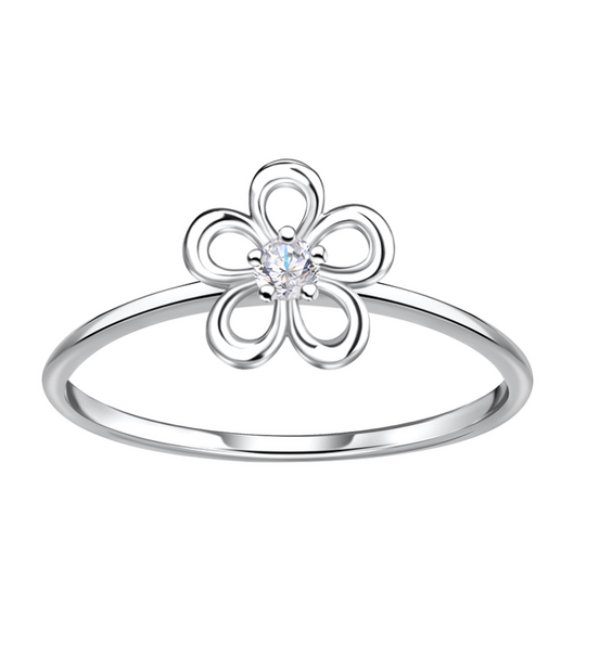 Blumen Ring 925 Silber Zirkonia