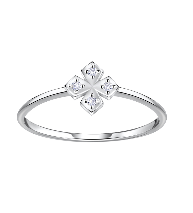 Blumen Ring 925 Silber Zirkonia