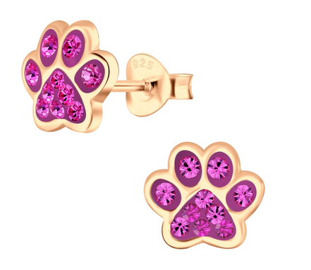 Pfoten Ohrstecker 925 Silber rosé